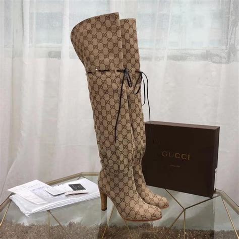 replica gucci fur boots|gucci print thigh high boots.